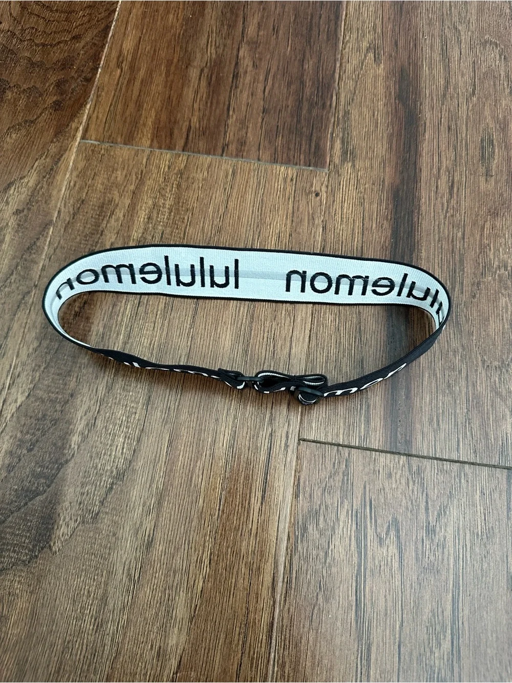 lululemon black and white wide logo headband